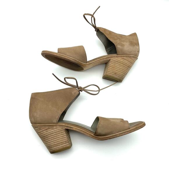 Eileen Fisher Ann Nubuck Suede Ankle Tie Heel Sandal Brown 9.5 - Picture 8 of 10